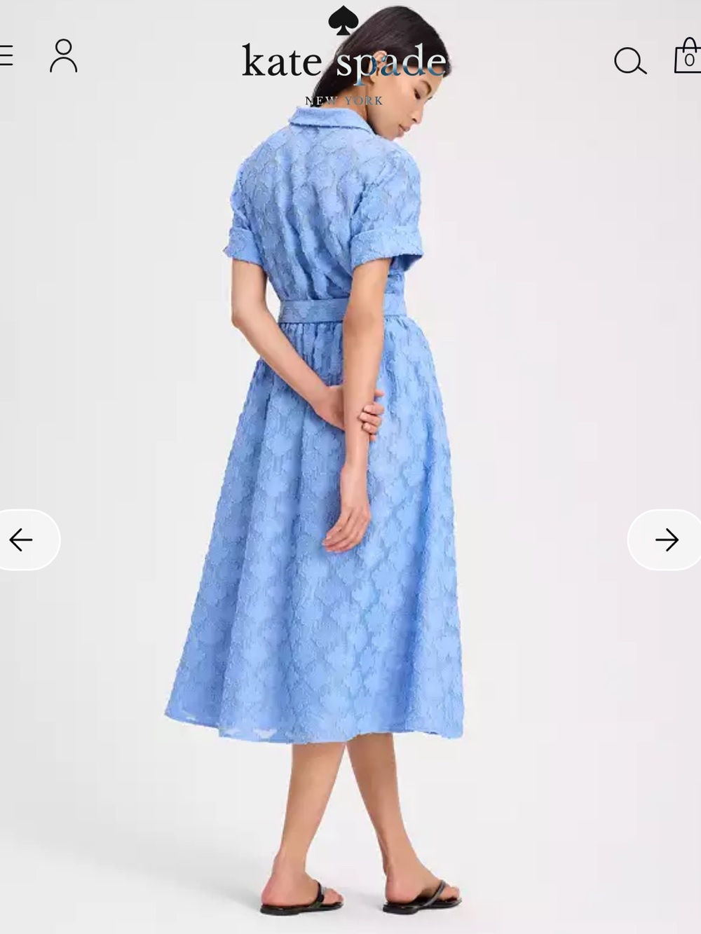 Kate Spade Light Blue Short-Sleeve Belted Midi Shirt Dress - Picture 4 of 5
